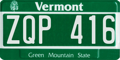 VT license plate ZQP416