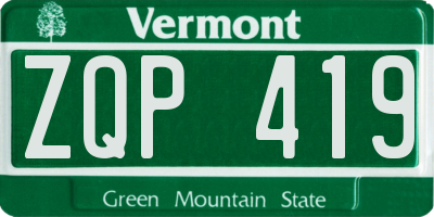 VT license plate ZQP419