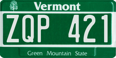 VT license plate ZQP421