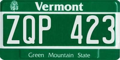 VT license plate ZQP423