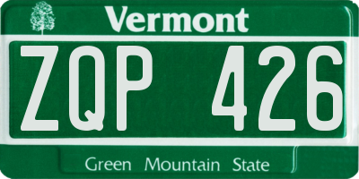 VT license plate ZQP426
