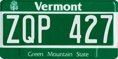 VT license plate ZQP427