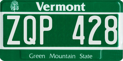 VT license plate ZQP428