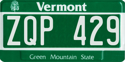 VT license plate ZQP429