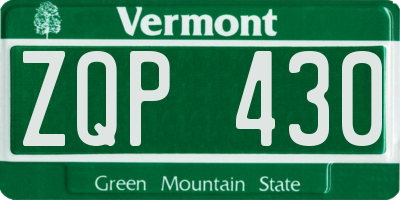 VT license plate ZQP430