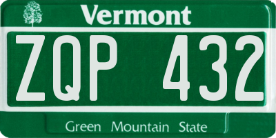 VT license plate ZQP432