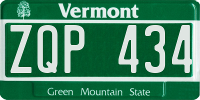 VT license plate ZQP434