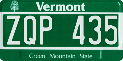 VT license plate ZQP435