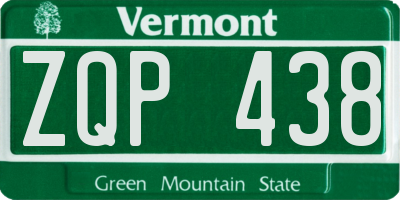 VT license plate ZQP438