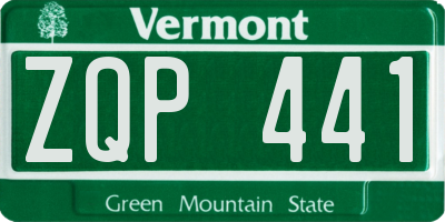 VT license plate ZQP441
