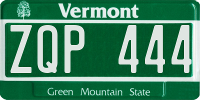 VT license plate ZQP444