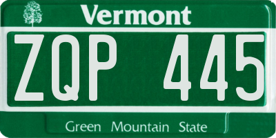 VT license plate ZQP445