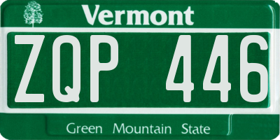 VT license plate ZQP446