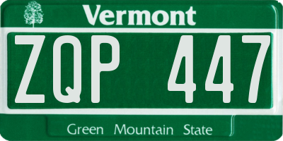 VT license plate ZQP447