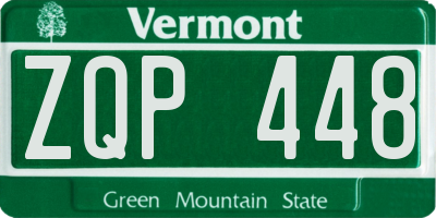 VT license plate ZQP448
