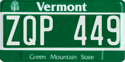 VT license plate ZQP449