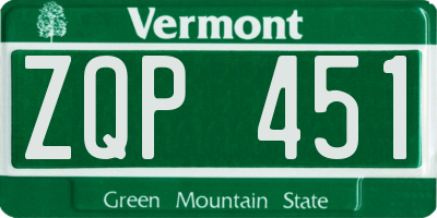 VT license plate ZQP451
