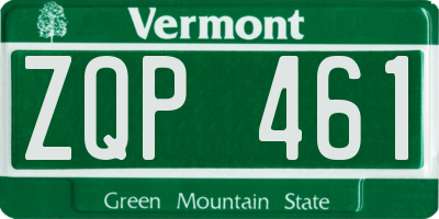 VT license plate ZQP461