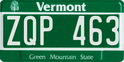 VT license plate ZQP463