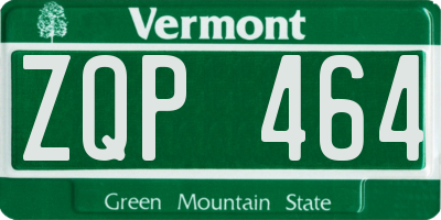 VT license plate ZQP464