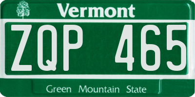 VT license plate ZQP465
