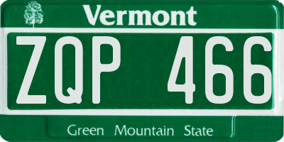 VT license plate ZQP466
