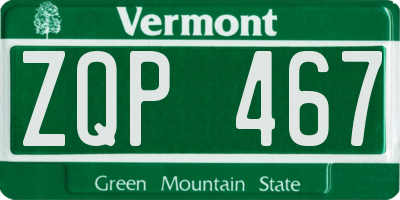 VT license plate ZQP467