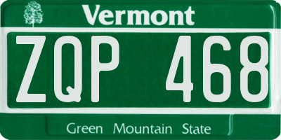 VT license plate ZQP468