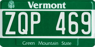 VT license plate ZQP469