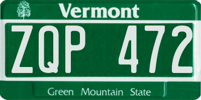VT license plate ZQP472