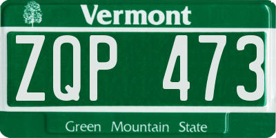 VT license plate ZQP473