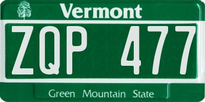 VT license plate ZQP477