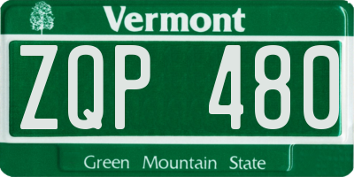 VT license plate ZQP480