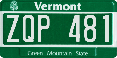 VT license plate ZQP481