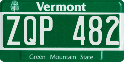 VT license plate ZQP482