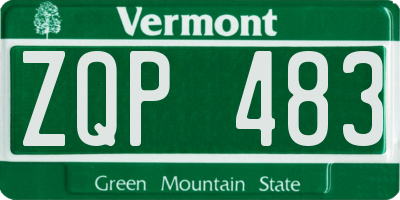 VT license plate ZQP483