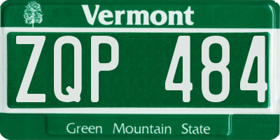 VT license plate ZQP484