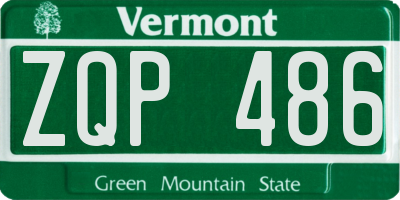 VT license plate ZQP486