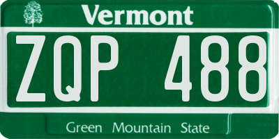 VT license plate ZQP488