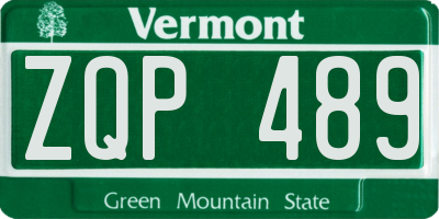 VT license plate ZQP489