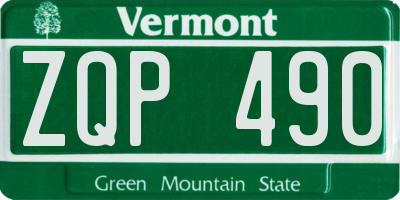 VT license plate ZQP490