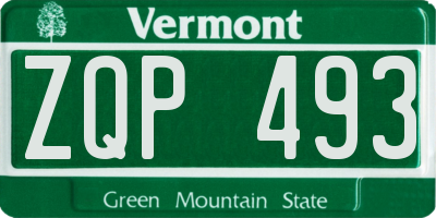 VT license plate ZQP493