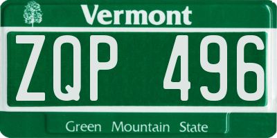 VT license plate ZQP496