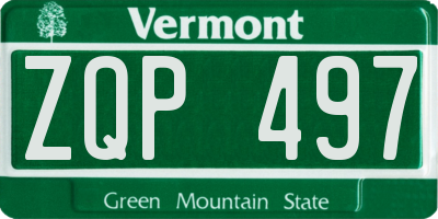 VT license plate ZQP497