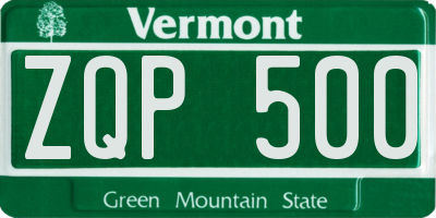 VT license plate ZQP500