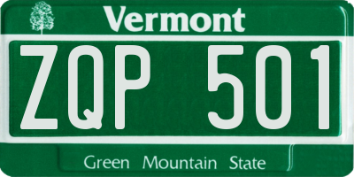 VT license plate ZQP501