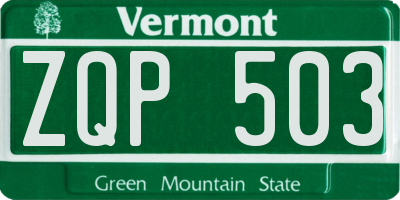 VT license plate ZQP503