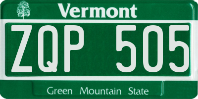 VT license plate ZQP505