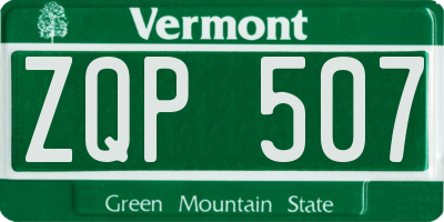 VT license plate ZQP507