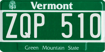 VT license plate ZQP510